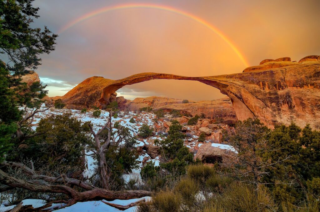 A rainbow captured in Arches National Park, Muab, Utah, USA