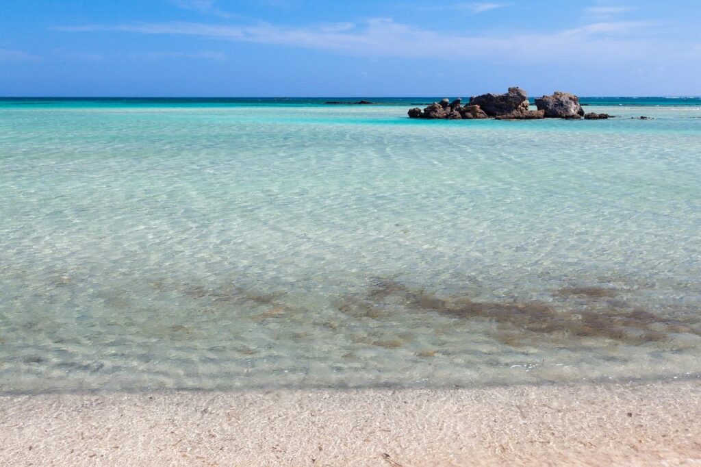 Pink sand at Elafonisi beach in Crete