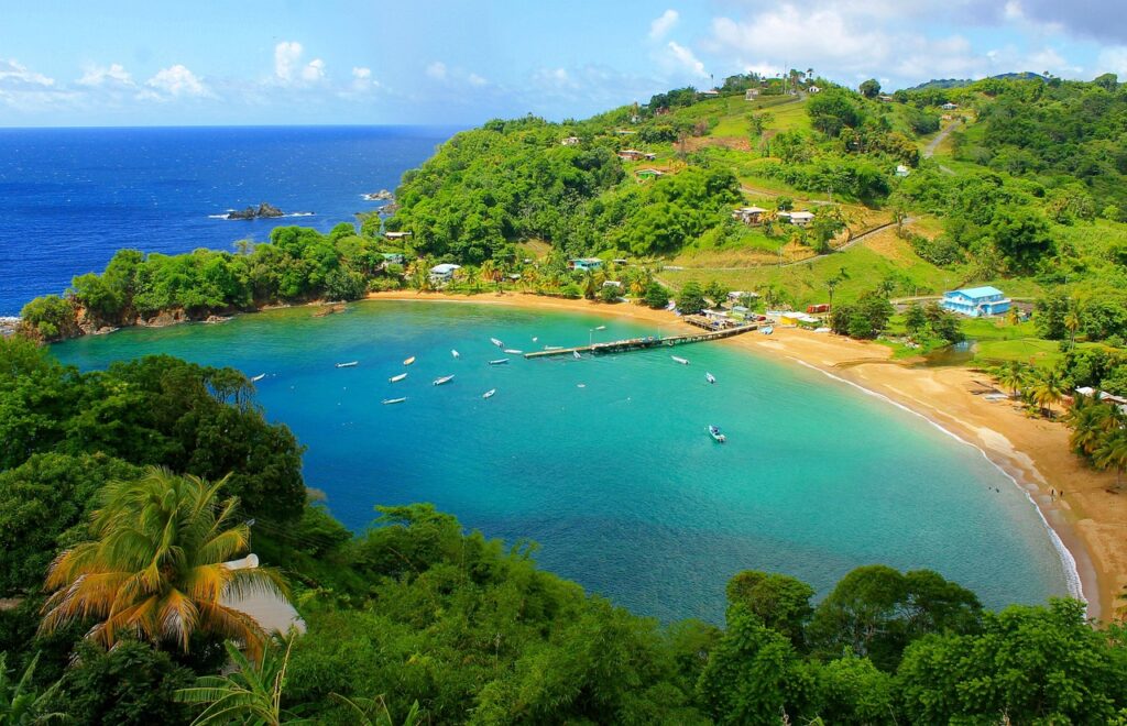 Tobago bay, perfect for Caribbean retreats. 