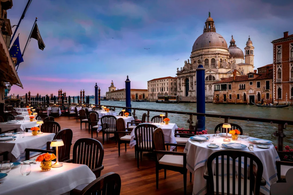 The Gritti Palace hotel in Venice overlooking the canal. 