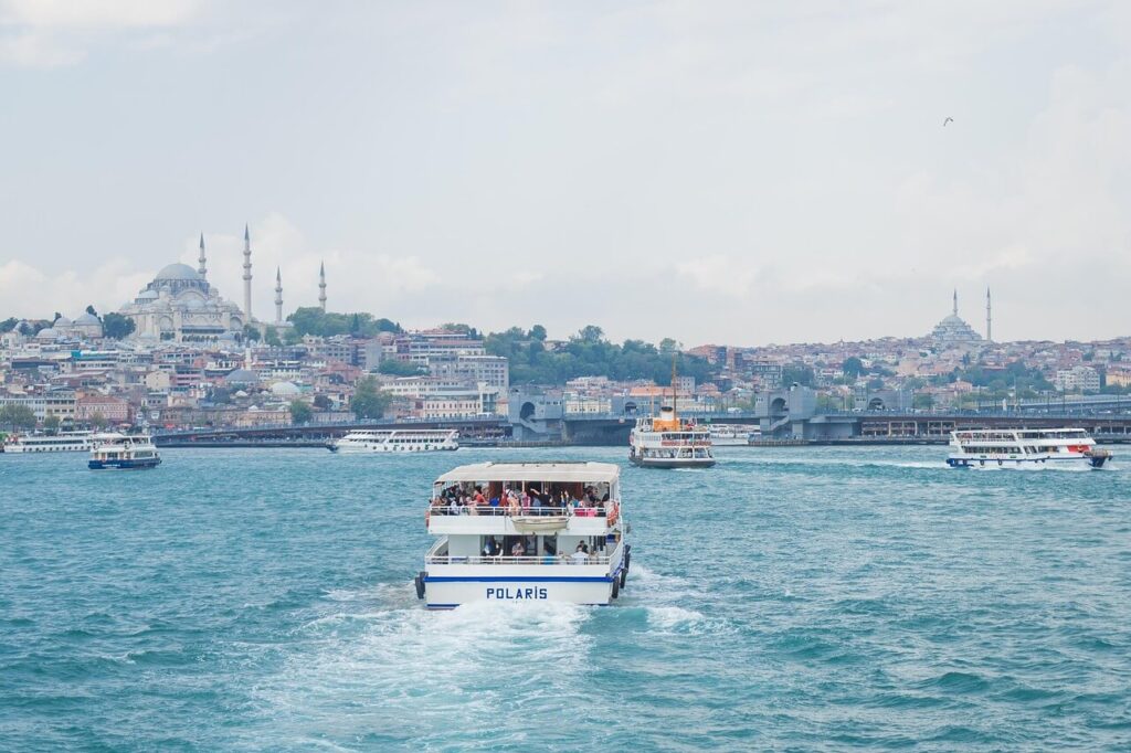 Passenger ferry crossing Bosphorus from Karaköy to Kadıköy