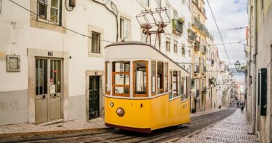 Yellow tram in Lisbon