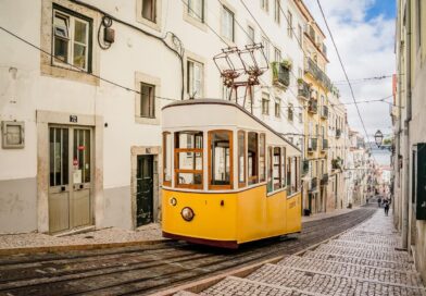 Yellow tram in Lisbon