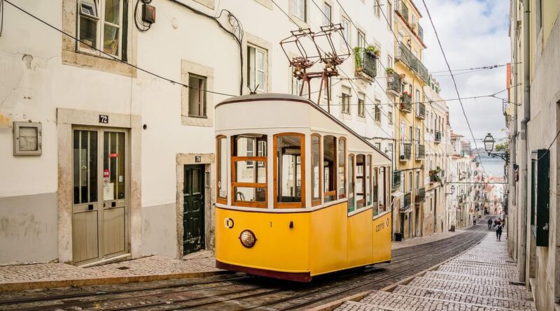 Yellow tram in Lisbon