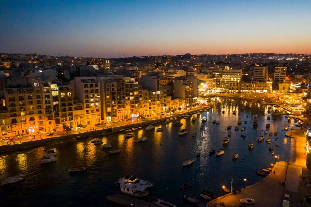The Sliema Bay at night