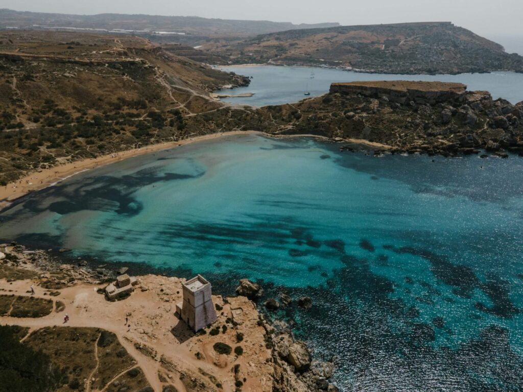 Mellieħa Bay in Malta seen from above