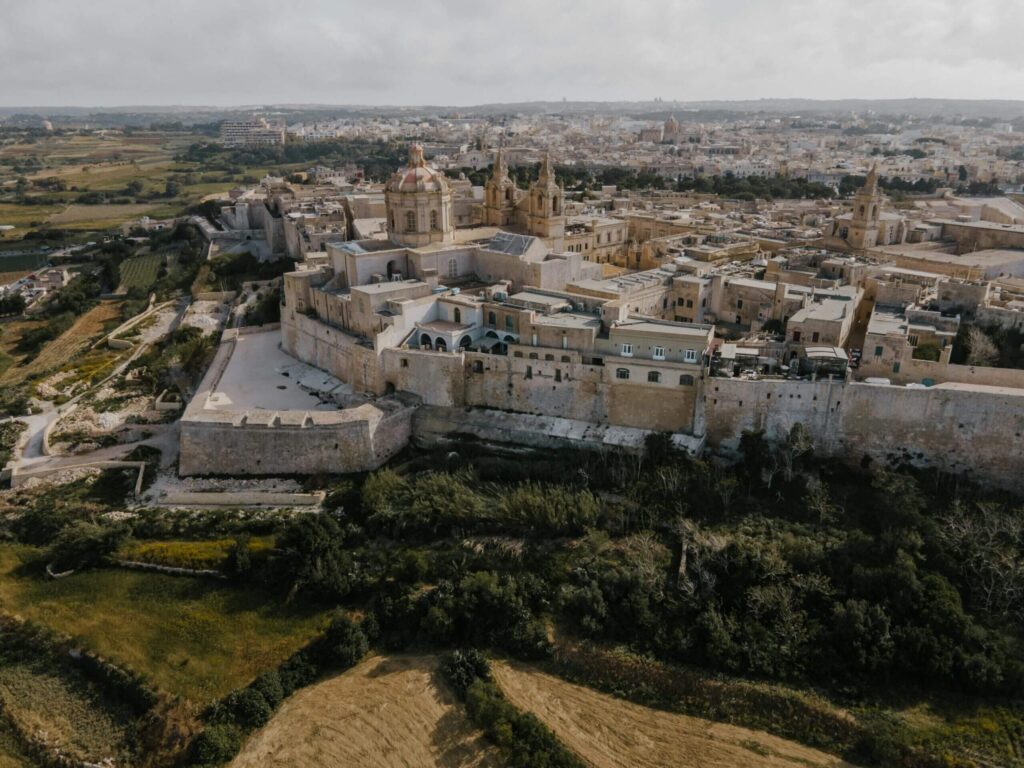 Drone photo of Mdina, Malta