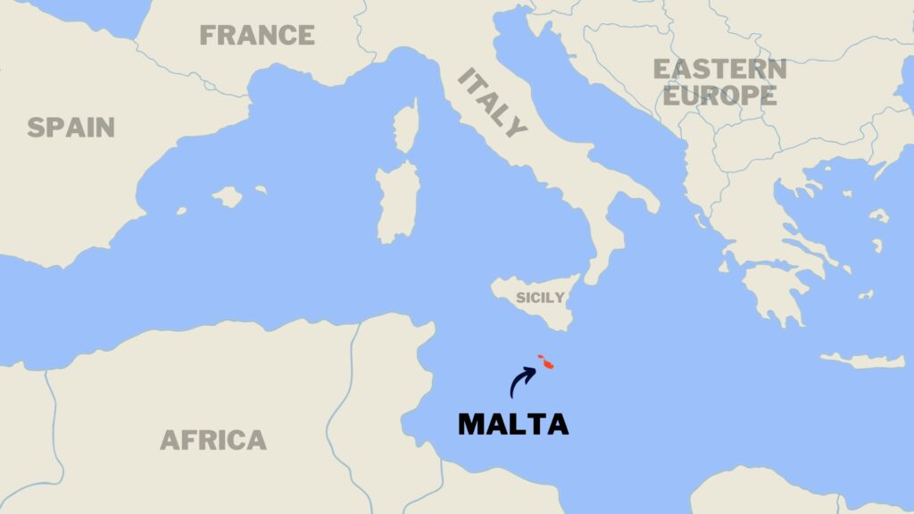 Malta highlighted on a world map