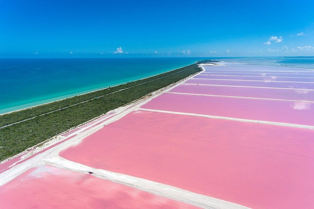 Bright pink saltwater lakes of Las Coloradas, one of Mexico’s most colorful hidden natural wonders