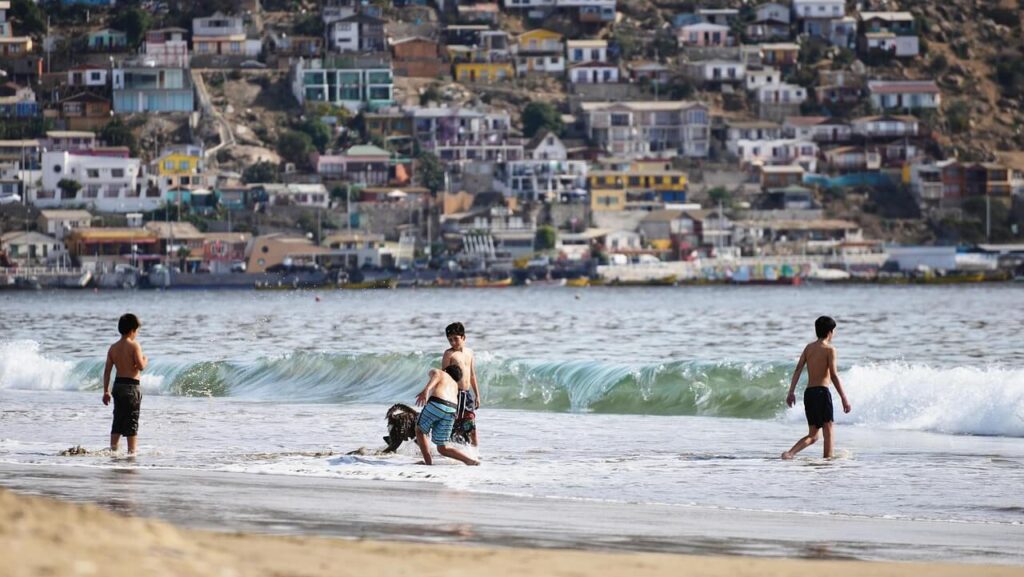 Kids playing on the beach