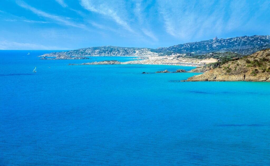 A beach in Sardinia with crystal clear and calm water