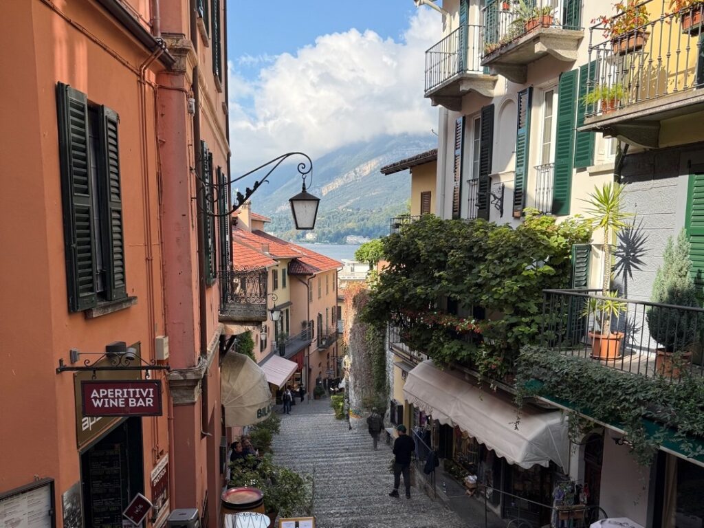 Bellagio Lake Como famous stepped street early morning