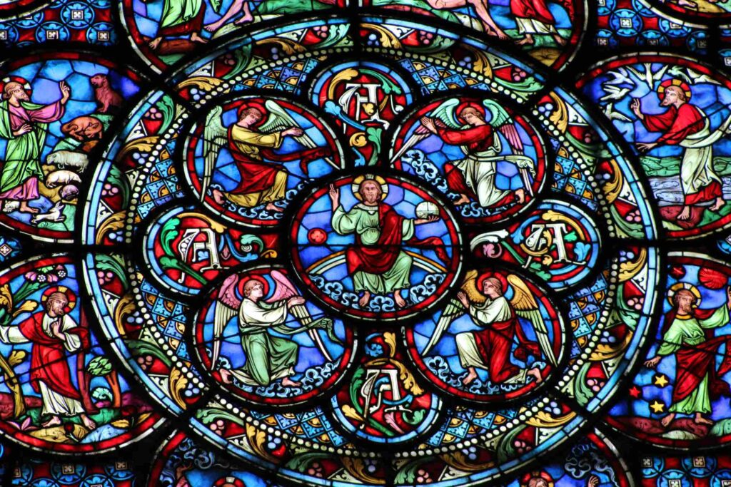 The inside glass of the Chartres Cathedral