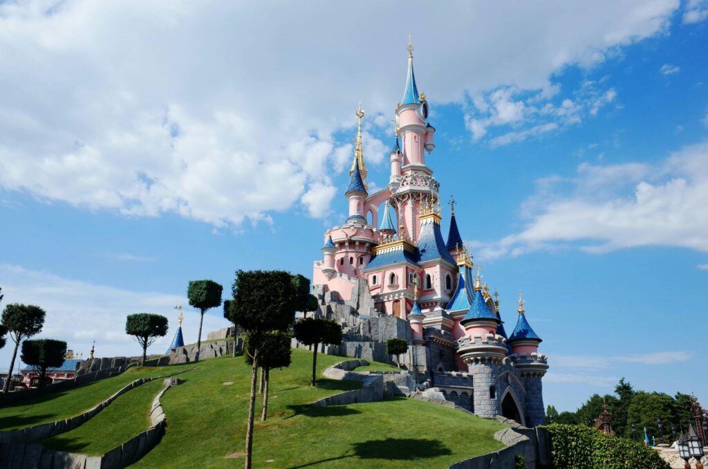 The pink castle in Disneyland Paris