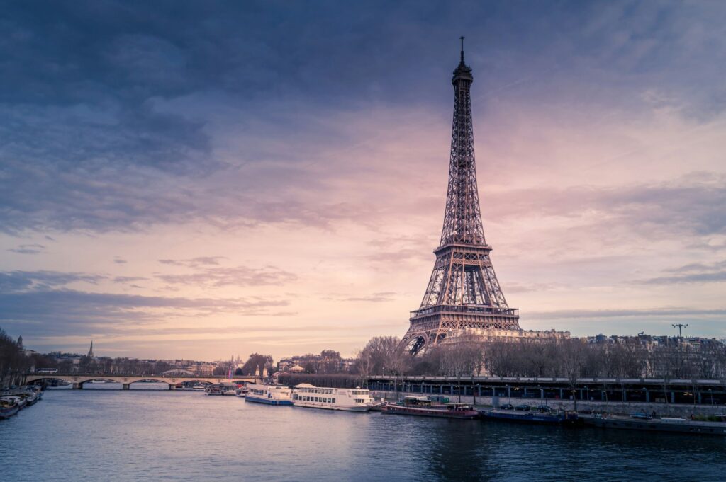 The Eiffel Tower seen from distance in Paris