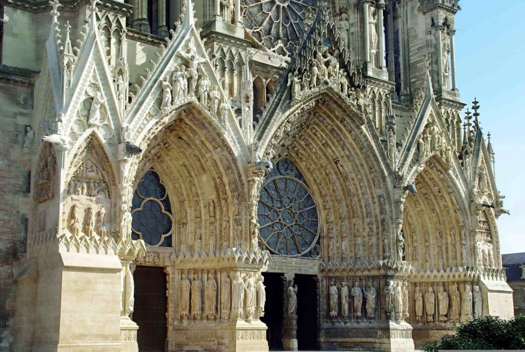 Close-up of the Reims Cathedral