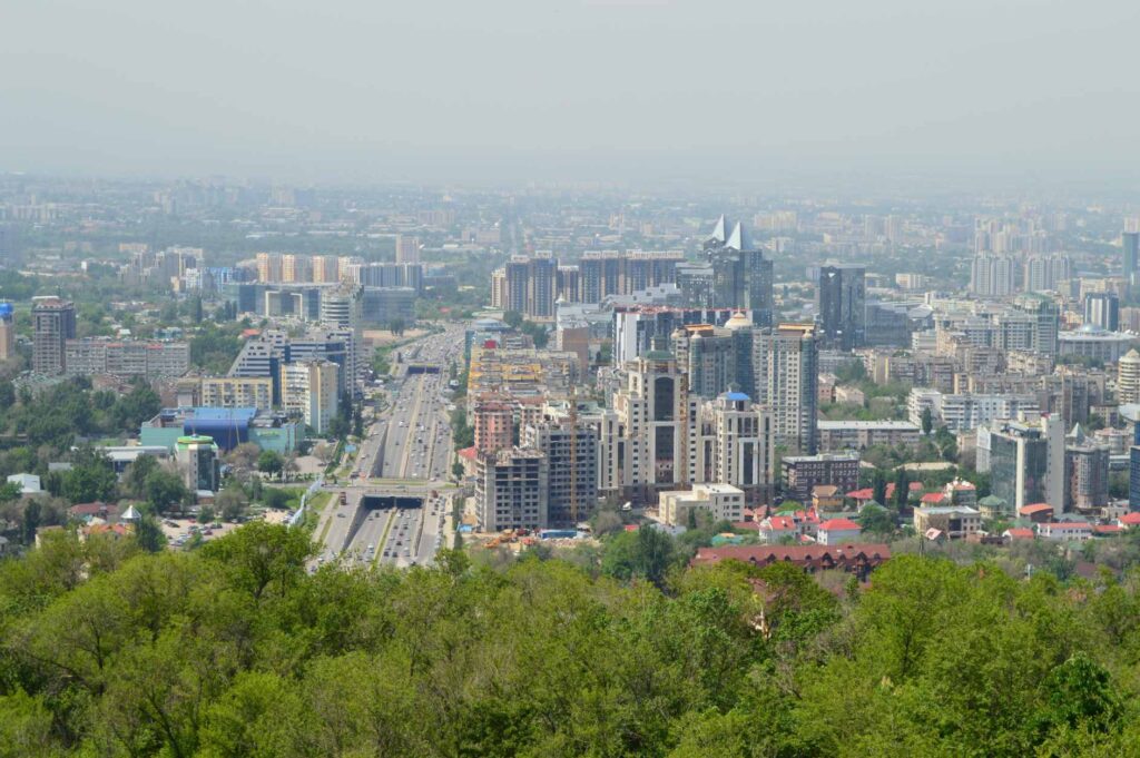 Overlooking the city of Almaty in Kazakhstan
