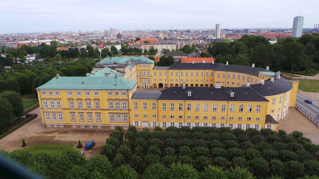 Frederiksberg Castle seen from a drone. 
