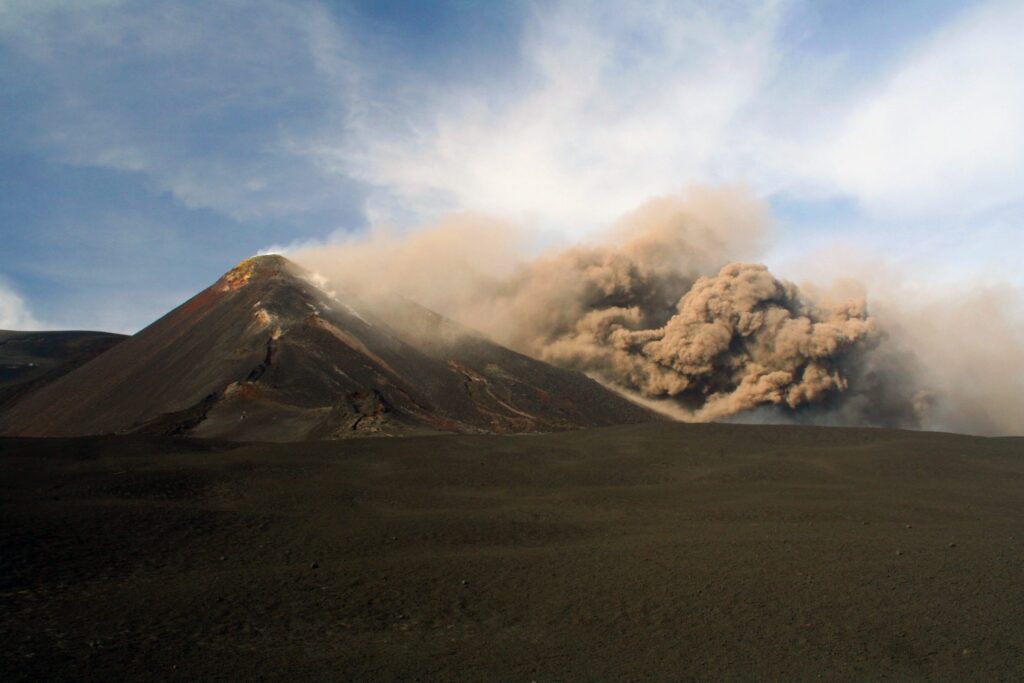 Active volcano Mount Etna in Sicily