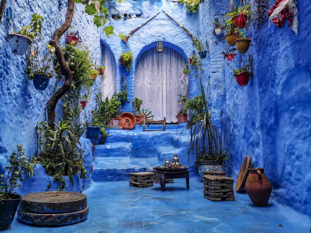 Blue streets of Chefchaouen Morocco itinerary stop