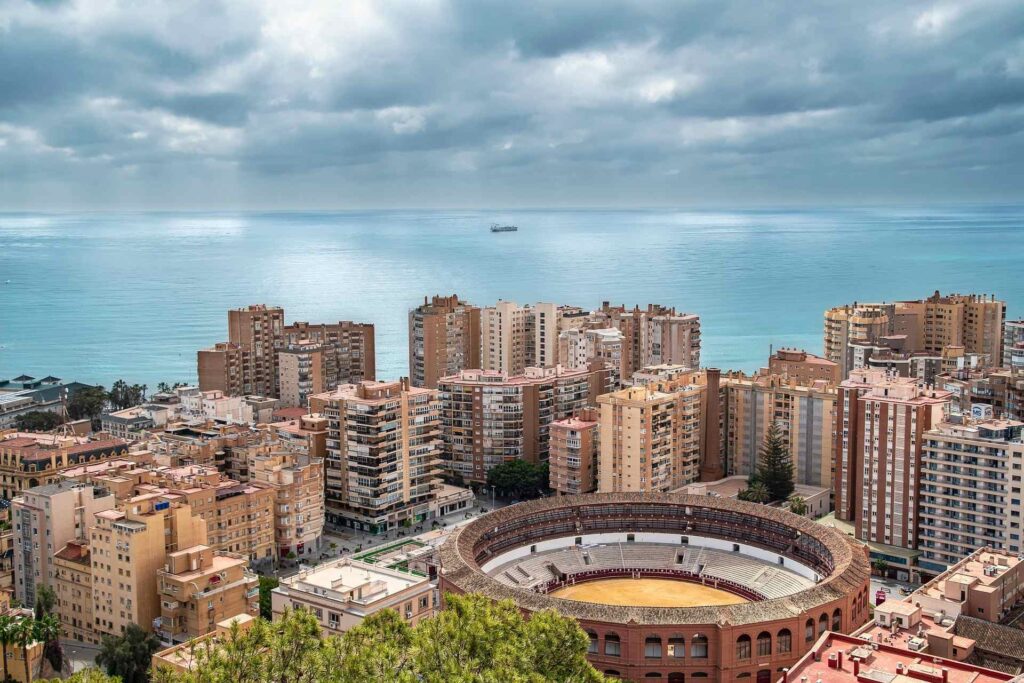 Arial view of Malaga city.