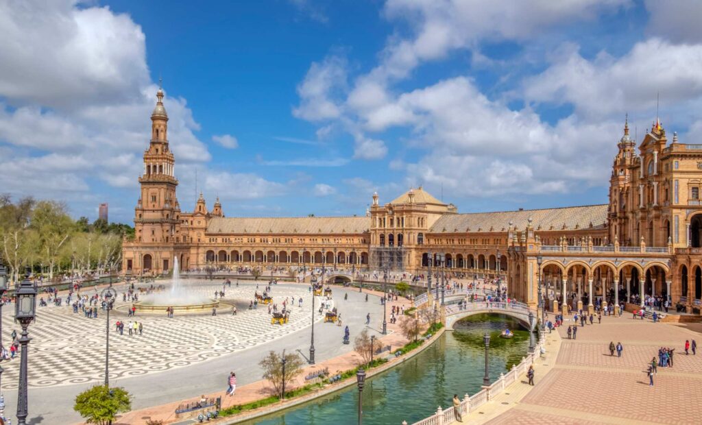 Seville day trip from Malaga, Plaza de Espana tiled bridge