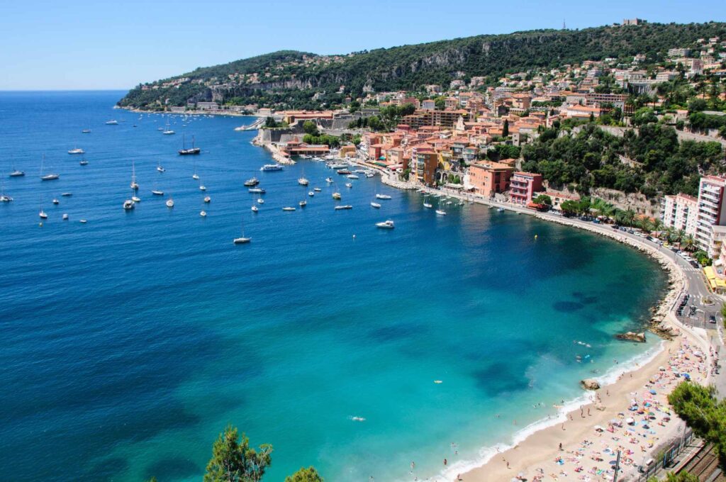Colorful harbor and yachts in Villefrance-sur-Mer on the French Riviera