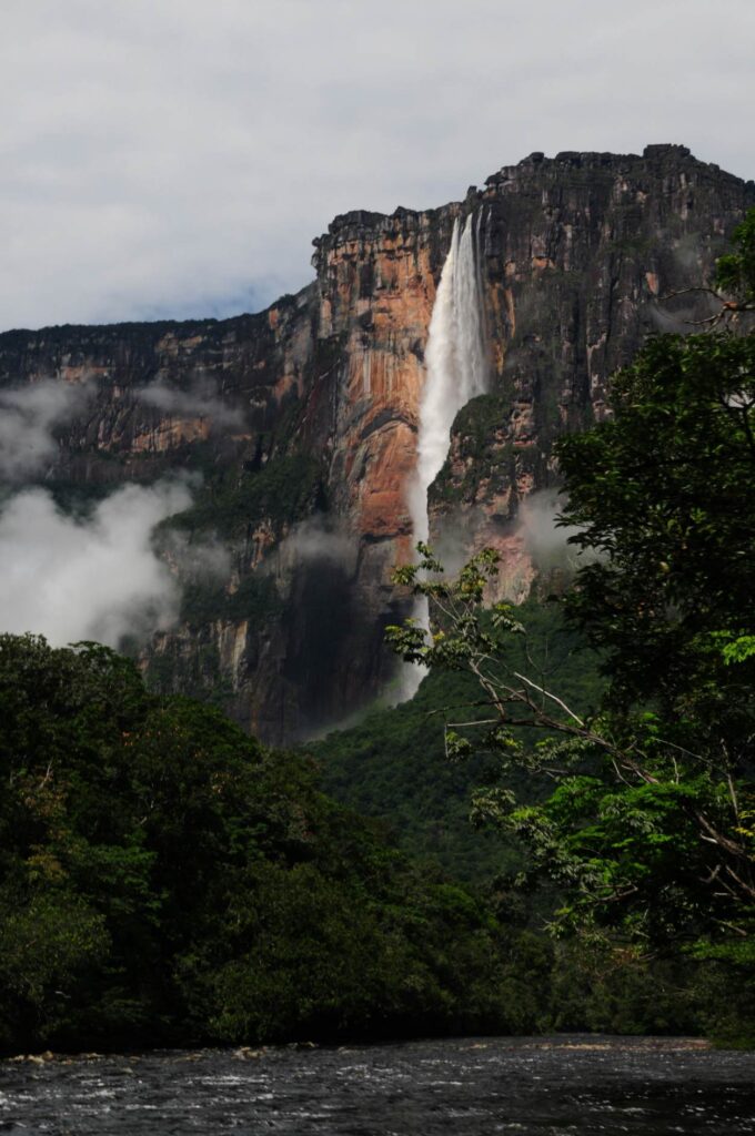 Angel Falls waterfall and tepui mountains in Canaima National Park, Venezuela