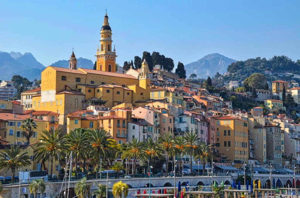 Pastel buildings in Menton, France