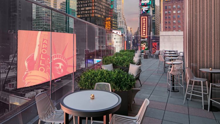 View from the top of New York Marriott Marquis hotel in Times Square