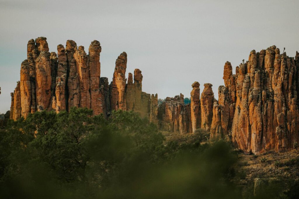 Volcanic rock spires and talus caves at Pinnacles National Park, California