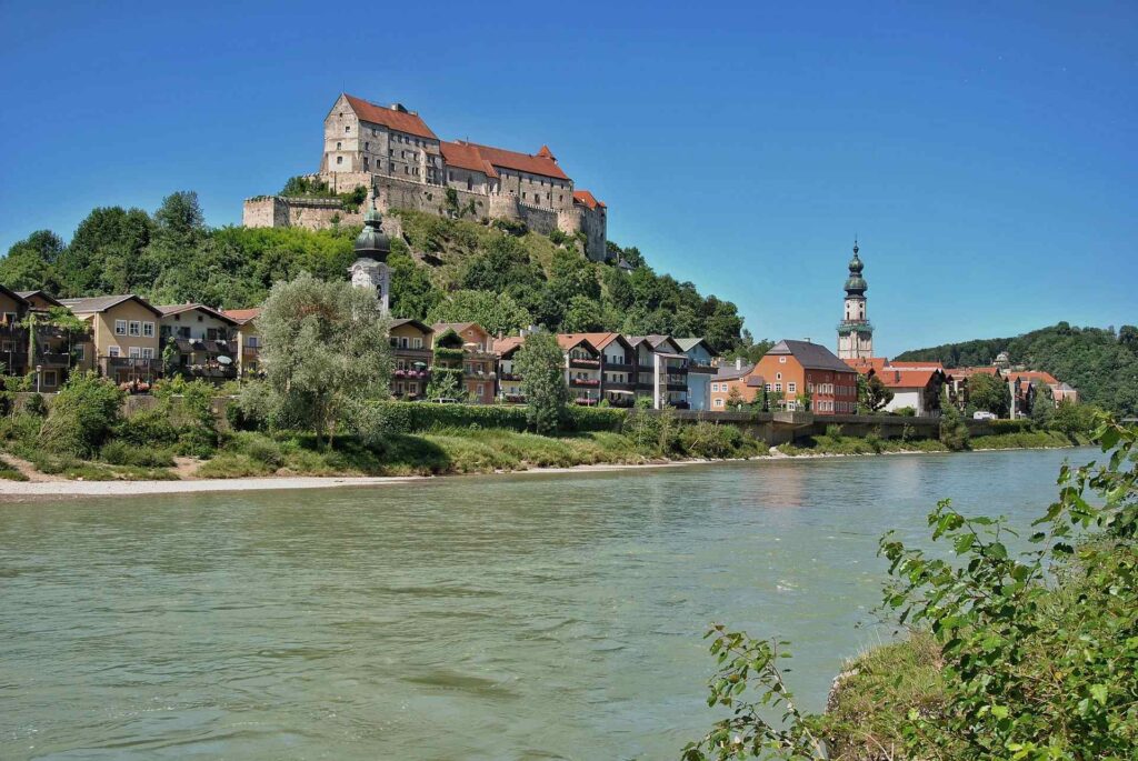 Burghausen Castle, the longest castle in the world, along the Salzach River