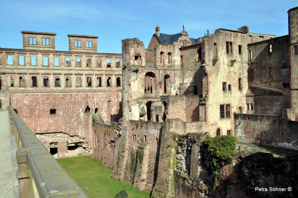 Heidelberg Castle ruins and historic courtyard in Germany.
