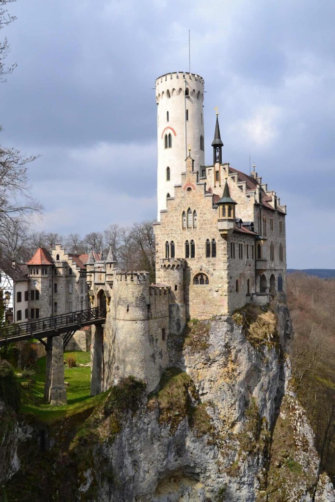 Lichtenstein Castle on a cliff edge in the Swabian Alb