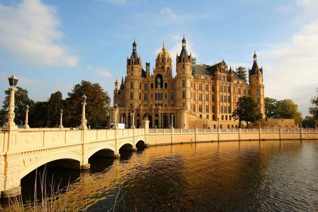 Schwerin Castle on an island in Lake Schwerin, northern Germany