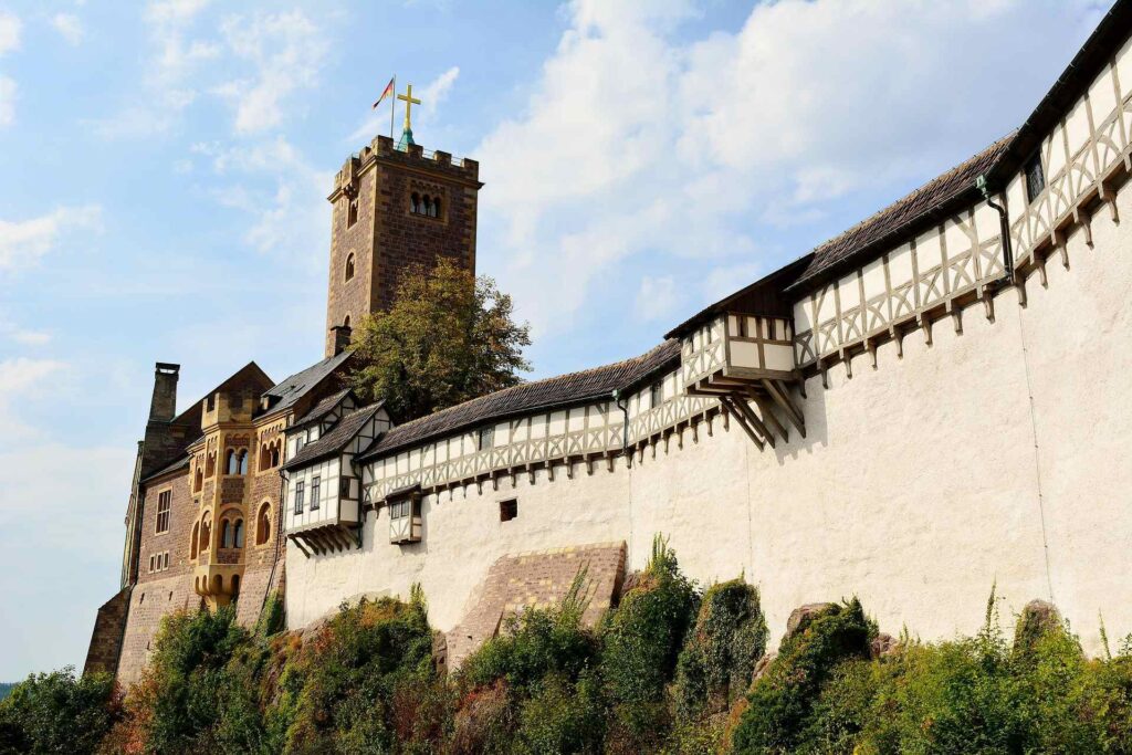 Wartburg Castle on a hill above Eisenach in Thuringia
